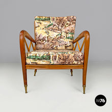 Load image into Gallery viewer, Wooden armchairs with decorated fabric, 1960s