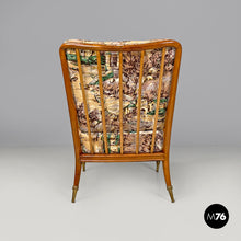 Load image into Gallery viewer, Wooden armchairs with decorated fabric, 1960s