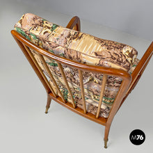 Load image into Gallery viewer, Wooden armchairs with decorated fabric, 1960s