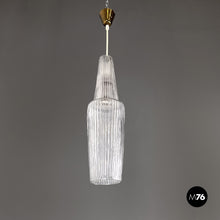 画像をギャラリービューアに読み込む, Fluted glass chandelier, 1950s
