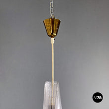 画像をギャラリービューアに読み込む, Fluted glass chandelier, 1950s