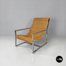 画像をギャラリービューアに読み込む, Rattan and metal armchair by Lyda Levi, 1970s