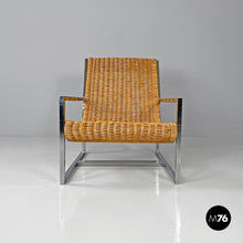 画像をギャラリービューアに読み込む, Rattan and metal armchair by Lyda Levi, 1970s