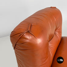 将图片加载到图库查看器,Brown leather armchairs with wooden and metal base, 1970s