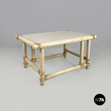 画像をギャラリービューアに読み込む, Rattan and white wood coffee table by Mcguire, 1960s