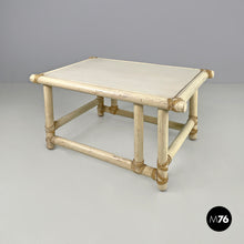 画像をギャラリービューアに読み込む, Rattan and white wood coffee table by Mcguire, 1960s