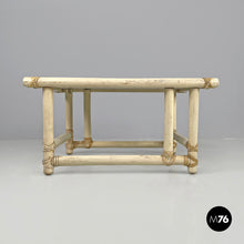 画像をギャラリービューアに読み込む, Rattan and white wood coffee table by Mcguire, 1960s