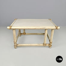 画像をギャラリービューアに読み込む, Rattan and white wood coffee table by Mcguire, 1960s