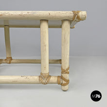 画像をギャラリービューアに読み込む, Rattan and white wood coffee table by Mcguire, 1960s