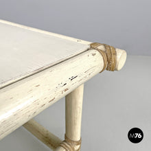 画像をギャラリービューアに読み込む, Rattan and white wood coffee table by Mcguire, 1960s
