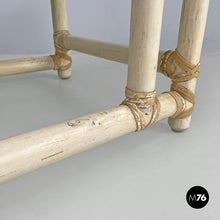画像をギャラリービューアに読み込む, Rattan and white wood coffee table by Mcguire, 1960s