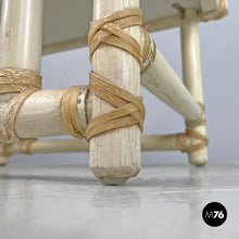 画像をギャラリービューアに読み込む, Rattan and white wood coffee table by Mcguire, 1960s
