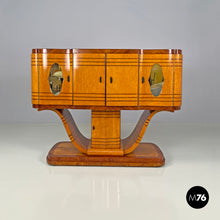 画像をギャラリービューアに読み込む, Wooden bar cabinet with mirrored doors, 1930s