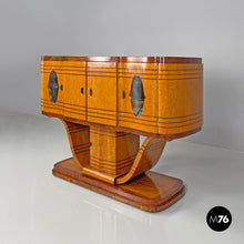 画像をギャラリービューアに読み込む, Wooden bar cabinet with mirrored doors, 1930s