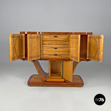 画像をギャラリービューアに読み込む, Wooden bar cabinet with mirrored doors, 1930s