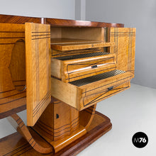 画像をギャラリービューアに読み込む, Wooden bar cabinet with mirrored doors, 1930s