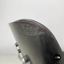 将图片加载到图库查看器,Black leather armchair and pouf 670 671 by Charles and Ray Eames for ICF, 1970s