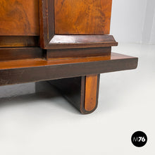 画像をギャラリービューアに読み込む, Wooden bar cabinet with red interior and inlay decorations, 1930s