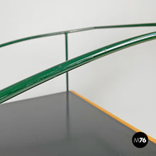 Load image into Gallery viewer, Trolley with two shelves in black laminate and green metal, 1980s