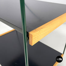 Load image into Gallery viewer, Trolley with two shelves in black laminate and green metal, 1980s