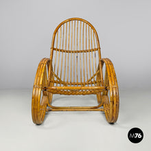Load image into Gallery viewer, Rattan armchair with rounded armrests, 1970s