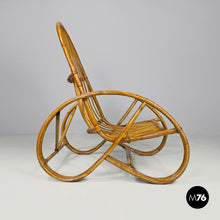 Load image into Gallery viewer, Rattan armchair with rounded armrests, 1970s