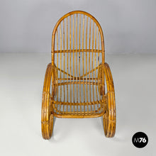Load image into Gallery viewer, Rattan armchair with rounded armrests, 1970s