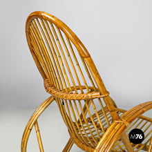 Load image into Gallery viewer, Rattan armchair with rounded armrests, 1970s