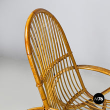 Load image into Gallery viewer, Rattan armchair with rounded armrests, 1970s