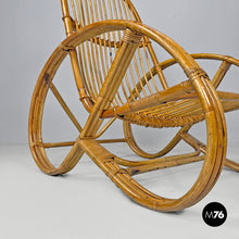Load image into Gallery viewer, Rattan armchair with rounded armrests, 1970s