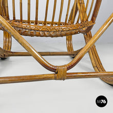 Load image into Gallery viewer, Rattan armchair with rounded armrests, 1970s