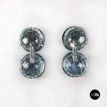 Charger l'image dans la galerie, Chromed metal and faceted glass wall lights, 1960s