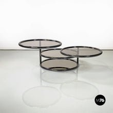 画像をギャラリービューアに読み込む, Coffee table in glass and metal with swivel tops, 1970s