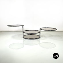 画像をギャラリービューアに読み込む, Coffee table in glass and metal with swivel tops, 1970s