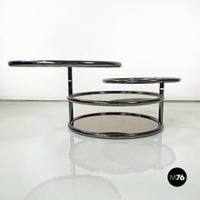 画像をギャラリービューアに読み込む, Coffee table in glass and metal with swivel tops, 1970s