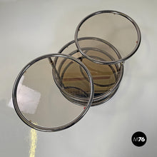 画像をギャラリービューアに読み込む, Coffee table in glass and metal with swivel tops, 1970s