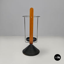 画像をギャラリービューアに読み込む, Round umbrella stand by Origlia in cast iron and wood, 1980s