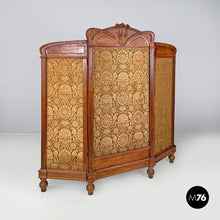 画像をギャラリービューアに読み込む, Wooden and fabric screen with floral pattern, late 1800s