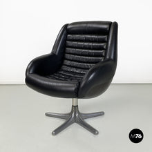 将图片加载到图库查看器,Black leather armchair by Cesare Casati for Arflex, 1960s