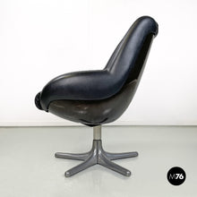 将图片加载到图库查看器,Black leather armchair by Cesare Casati for Arflex, 1960s