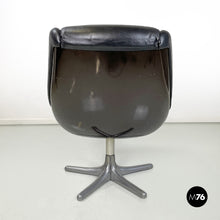 将图片加载到图库查看器,Black leather armchair by Cesare Casati for Arflex, 1960s