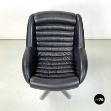 将图片加载到图库查看器,Black leather armchair by Cesare Casati for Arflex, 1960s