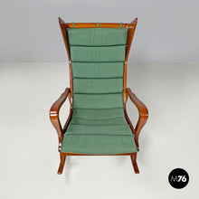 画像をギャラリービューアに読み込む, Wood and green fabric rocking chair 572 by Studio Tecnico Cassina for Cassina, 1950s