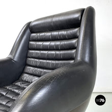 将图片加载到图库查看器,Black leather armchair by Cesare Casati for Arflex, 1960s