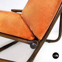 画像をギャラリービューアに読み込む, Armchair with orange velvet cushions by Tito Agnoli for Bonacina, 1970s