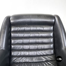 将图片加载到图库查看器,Black leather armchair by Cesare Casati for Arflex, 1960s