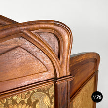 画像をギャラリービューアに読み込む, Wooden and fabric screen with floral pattern, late 1800s