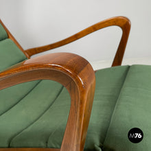 画像をギャラリービューアに読み込む, Wood and green fabric rocking chair 572 by Studio Tecnico Cassina for Cassina, 1950s