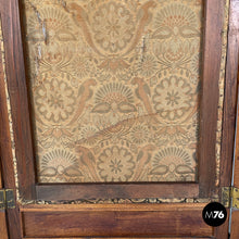 画像をギャラリービューアに読み込む, Wooden and fabric screen with floral pattern, late 1800s