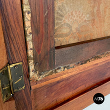 画像をギャラリービューアに読み込む, Wooden and fabric screen with floral pattern, late 1800s